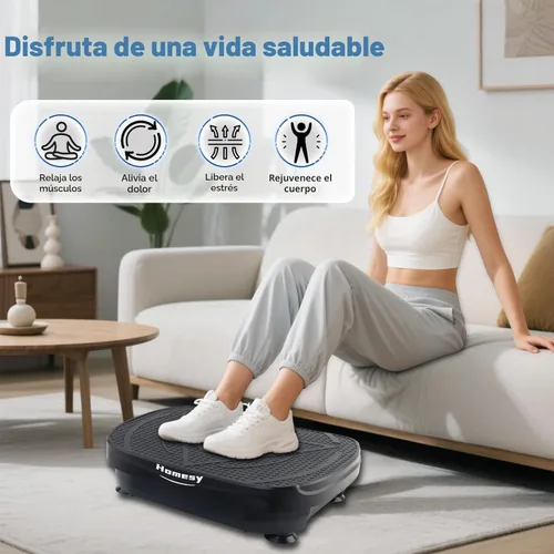 Vista 4 de Homesy Vibration Plate Exercise Machine, Vibrating Plate for Lymphatic Drainage, Full Body Shake Platform Board for Home Fitness and Fat Burning