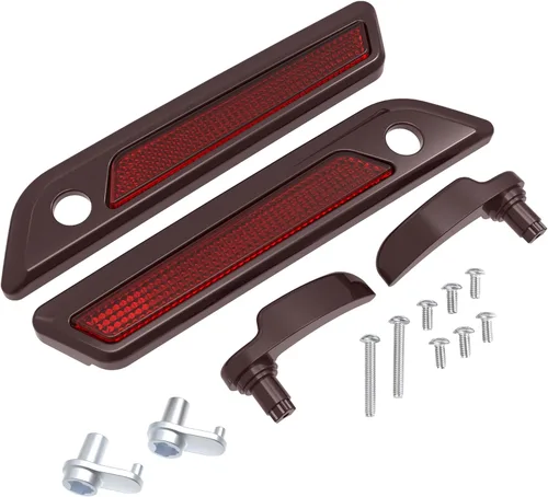 Vista 34 de Fundas de cierre de alforja para Harley, tapa exterior color ámbar whisky con elevadores de tapa de alforja, kit de cierre de alforja para Harley