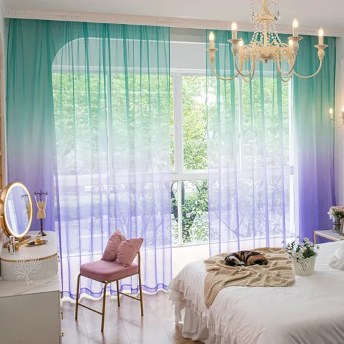 Vista 10 de Cortinas semitransparentes para ventanas de 50 pulgadas de largo, 52 pulgadas de ancho, juego de 2 paneles de cortinas traslúcidas, bolsillo