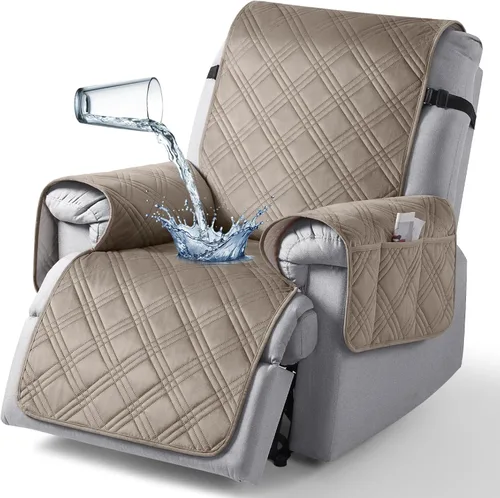 Vista 14 de TAOCOCO Funda para silla reclinable 100% impermeable que se mantiene en su lugar, fundas reclinables para sillas reclinables pequeñas con bolsillo