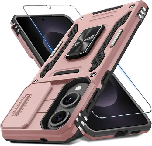 Vista 16 de DEERLAMN Funda para Samsung Galaxy A15 5G con cubierta deslizante para la cámara + protector de pantalla (1 paquete), soporte de anillo giratorio