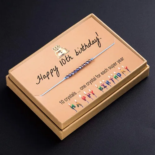 Vista 5 de Pulsera de abalorios de cristal KGBNCIE para regalo de cumpleaños, para mujer y niña de 11-21 años, 25, 30 años