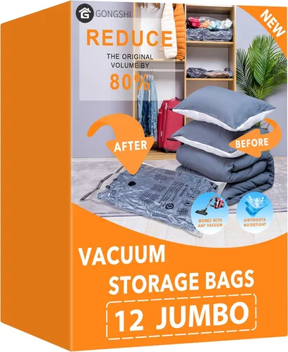 Vista 9 de 10 bolsas pequeñas de almacenamiento al vacío con bomba eléctrica, bolsas de embalaje de plástico, bolsa ahorradora de espacio para ropa, colchón