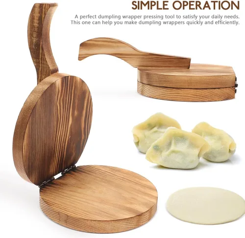 Vista 2 de Herramienta de prensa de bola de masa de madera para hacer envoltorios de albóndigas, ideal para ravioles Pierogi, Wonton y tortillas, construcción