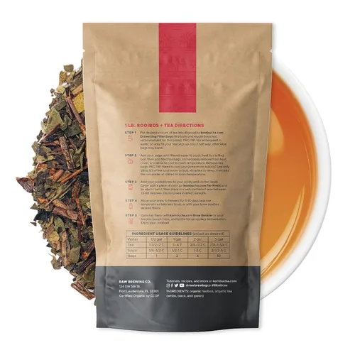Vista 2 de Kombucha.com Rooibos y té de hojas sueltas orgánicas certificadas, mezclas de elaboración de kombucha