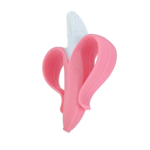 Vista 6 de Nuby NanaNubs Banana Cepillo de dientes masajeador - Juguete de dentición para bebés - Más de 3 meses - Rosa