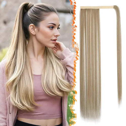 Vista 42 de BARSDAR Extensión de Cola de Caballo Corta y Recta - Extensiones de Cabello de Cola de Caballo con Cordón de 14 Pulgadas en Negro para Mujeres