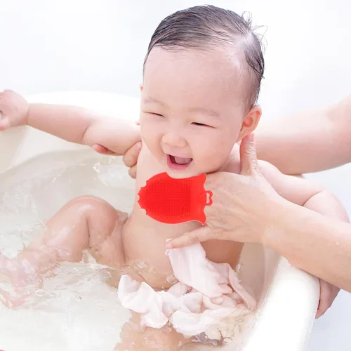 Vista 9 de Cepillo de champú Manopla de baño de silicona Cepillo de baño corporal Esponja de baño Suave de silicona Scrubber Washcloth para rojo