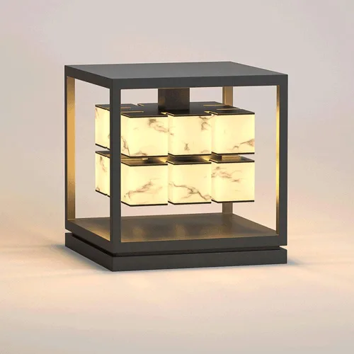 Luces de poste para exteriores, lámpara de pilar clásica china de imitación de mármol, luz de pilar de puerta de mármol, lámpara de pie de casa de