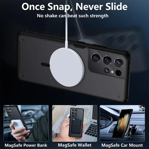 Vista 3 de TIANNIUKE Funda magnética para Samsung Galaxy S21 Ultra, translúcida mate antihuellas, compatible con MagSafe, ajuste delgado, a prueba de golpes