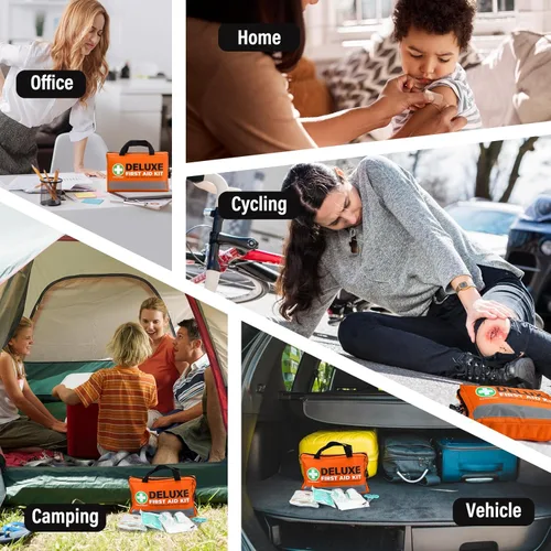 Vista 6 de SuccorWare Kit de primeros auxilios de lujo de 380 piezas, kits médicos compactos para trauma con vendajes surtidos, paquete frío instantáneo, manta