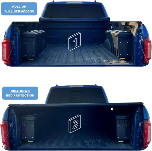Vista 3 de Mamoru - Funda enrollable suave de 5'7" para cama de camioneta, compatible con Ram 1500 2019-2026 nuevo estilo de cuerpo, funda tonneau de vinilo