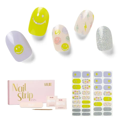 Vista 17 de NAILOG - Tiras de uñas de gel semicuradas, 34 calcomanías de uñas de gel, compra 2 y obtén 1 luz UV, envolturas de uñas de larga duración con Glifos