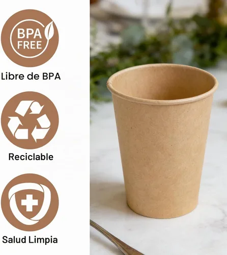 Vista 3 de BYSNOW Paquete de 200 vasos de papel kraft de 10 onzas, tazas de café de papel desechables, tazas de café marrones sin blanquear para bebidas