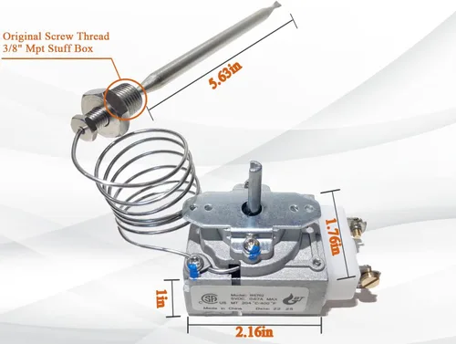 Vista 2 de Termostato RX-2-24 para freidora (con perilla), caja de cosas Mpt de 3/8", RX-10-24 RX-2-30 Termostato Millivolt 00-913153 Compatible con Adcraft