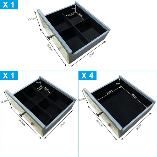 Vista 7 de Vasitelan Armario de joyería con espejo para joyas de pie con espejo para dormitorio, armario con espejo de pie (estilo 2-6 cajones)