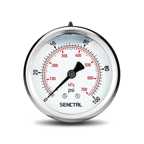 Vista 20 de SENCTRL Medidor de baja presión relleno de líquido de aceite de silicona al vacío de 30 inHg, tamaño de dial de 2.5", montaje inferior NPT de 1/4