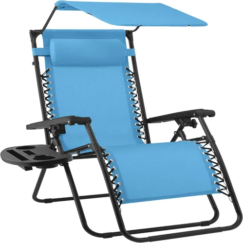 Vista 109 de Best Choice Products Silla reclinable plegable de gravedad cero para exteriores, de patio, para salón al aire libre, con toldo ajustable