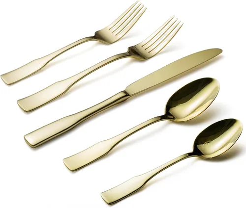 Vista 17 de Alata Kate Black Mirror - Cubiertos de 45 piezas con juego de utensilios para servir utensilios, servicio para 8, cubiertos de acero inoxidable