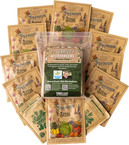 Vista 3 de Kit de semillas de microverdes de 12 variedades - Semilla de brócoli para germinado más rábano morado, remolacha, microverdes de girasol, guisantes