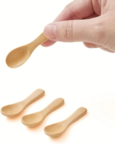 Juego de 4 cucharas de madera pequeñas hechas a mano, tamaño mini