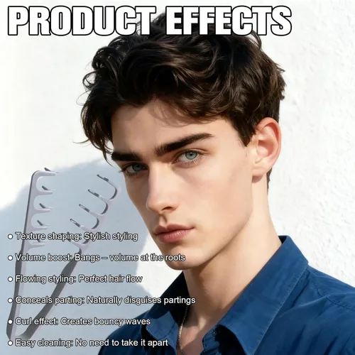 Vista 7 de Peine de textura mejorado, peine voluminizador de cabello de dientes anchos, aparato de capacidad de base, herramienta de volumen de raíces