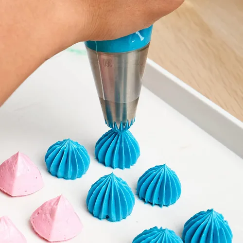 Vista 6 de Kasmoire Juego de 4 boquillas redondas cuadradas grandes, de acero inoxidable, kit de tuberías para decoración de pasteles