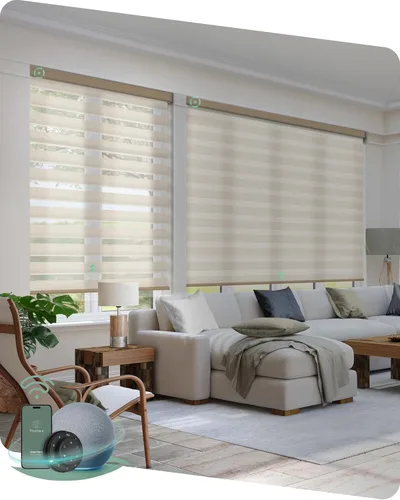 Vista 11 de Persianas de cebra motorizadas Yoolax, persianas de cebra con control remoto para ventanas interiores, persianas motorizadas con control remoto
