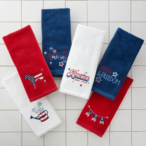 Vista 4 de SKL Home by Saturday Knight Ltd. America Script - Juego de toallas de mano, color azul marino