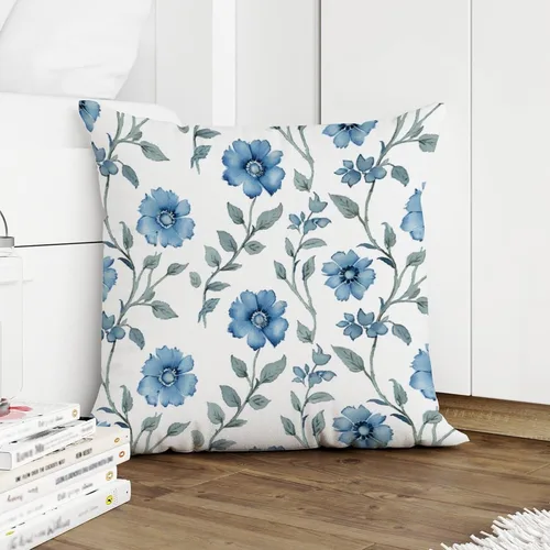 Vista 5 de Mughal - Funda de almohada de flor en monzón, diseño de loto azul, funda de cojín moderna, decorativa, decoración del hogar para sofá, cama