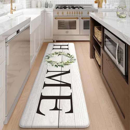 Vista 42 de KIMODE - Alfombra de cocina antifatiga para el piso, de 17.3 x 29 pulgadas, alfombra de cocina de estilo rústico, antideslizante, acolchada
