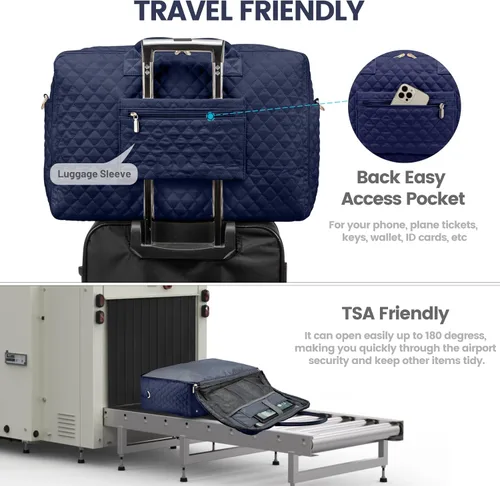 Vista 4 de LOVEVOOK Bolsa de viaje para mujer, bolsa de fin de semana para mujer con bolsa de aseo personal, bolsa de mano con compartimento para laptop, bolsa