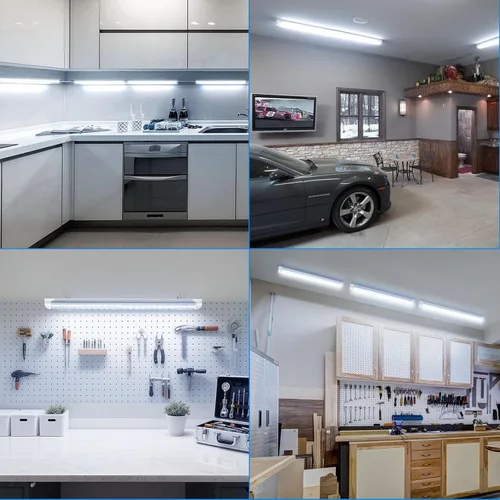 Vista 10 de CNSUNWAY Luz LED de Taller 2FT, 24W 3600LM 6500K Súper Brillante, Luminaria LED Integrada T8, Forma de D, Alto Rendimiento, Luces de Taller