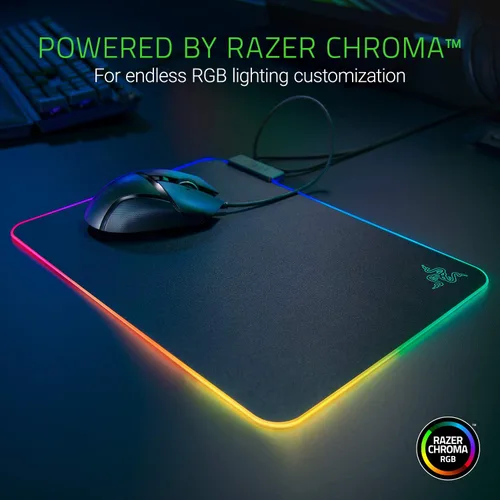 Vista 2 de Razer Firefly Hard V2 RGB Gaming Mouse Pad Customizable Chroma Lighting, Built-in Cable Management, Balanced Control & Speed, Non-Slip Rubber Base