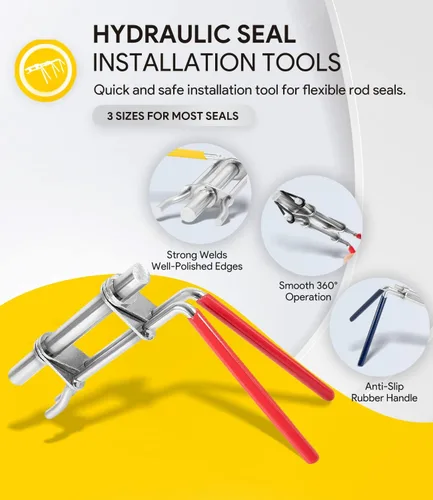 Vista 2 de Paquete de 3 Herramientas de Instalación de Sellos Hidráulicos, Kit de Sello de Reparación de Pistón de Cilindro Hidráulico, Kits de Herramientas