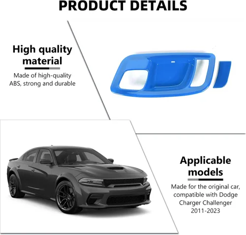Vista 3 de RAZPOY Tapa de Cubierta de Boquilla de Manija Interior de Puerta Compatible con Dodge Charger 2011-2023 y Chrysler 300 (Azul)