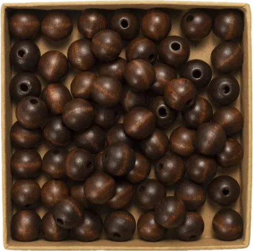 Vista 6 de Decoendiy 100 cuentas de madera para manualidades, cuentas redondas de madera de 0.630 in, cuentas de madera naturales pulidas de granja, cuentas