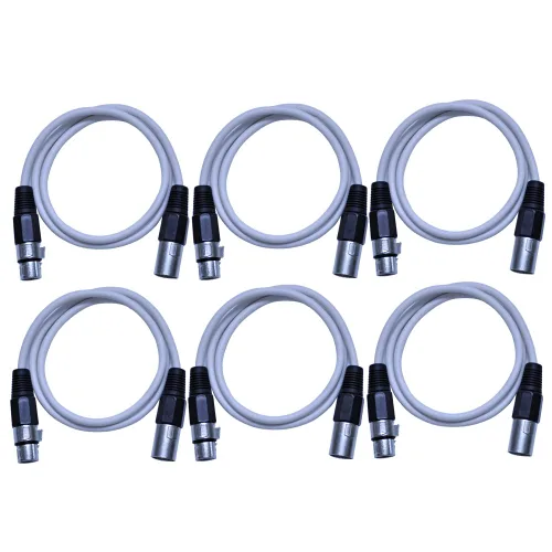 Vista 45 de Seismic Audio SAXLX-2Brown-Paquete de 6 cables de conexión XLR de 2 pies marrones - Cables de micrófono - Cables XLR macho a hembra - 2 pies