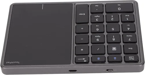 Vista 4 de Lazmin112 Teclado numérico inalámbrico, teclado numérico Bluetooth de 22 teclas 2.4G con panel táctil, interfaz tipo C, soporte para Win, para iOS