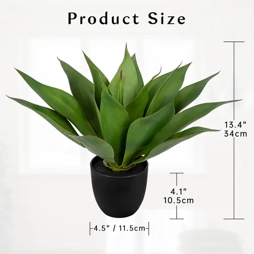 Vista 7 de Planta de agave artificial grande de 13.4 pulgadas, decoración artificial, plantas suculentas falsas en maceta, plantas artificiales en maceta