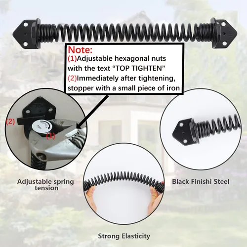 Vista 2 de HOME MASTER HARDWARE Muelle de puerta de 11 pulgadas con cierre automático para exteriores, resistentes, color negro, cierre automático de puerta