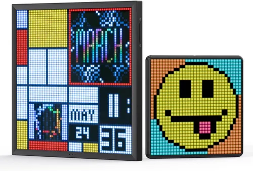 Divoom Pixoo-64+Pixoo-Max, marco digital WiFi Pixel Cloud con control de aplicación, marco de pantalla LED de 64 x 64 pulgadas para decoración de