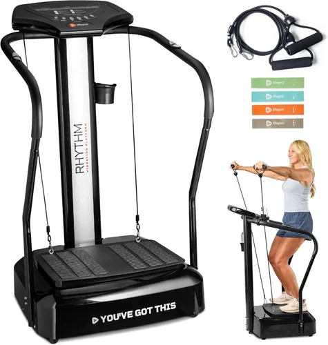 LifePro Máquina de Ejercicio con Plataforma de Vibración Rhythm con Asas para Soporte de Equilibrio – Plataforma Vibratoria para Drenaje Linfático,