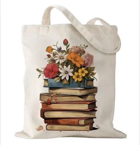 Vista 4 de Bolsa de lona con asas con cremallera para mujer, dama de honor, cumpleaños, boda, madre, señoras, bolsas de regalo para compras