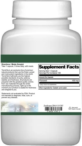 Vista 3 de Linaza - 450 mg (100 Cápsulas, ZIN: 511767)