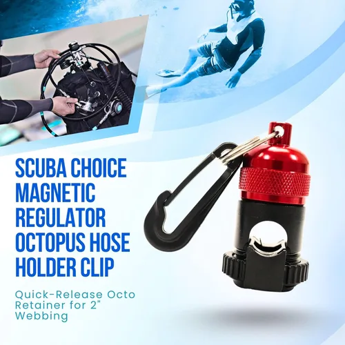 Vista 4 de Buceo Regulador Magnético Pulpo Manguera Soporte Clip (Rojo)