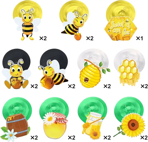 Vista 4 de Outus 30 piezas de decoración de remolinos colgantes de abeja, remolinos colgantes de colmena, serpentinas de techo con temática de abeja