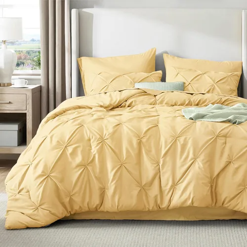 Vista 79 de Bedsure Juego de edredón tamaño King extragrande gris - Juego de ropa de cama en una bolsa de 7 piezas, juego de cama pintuck GentleSoft™ gris