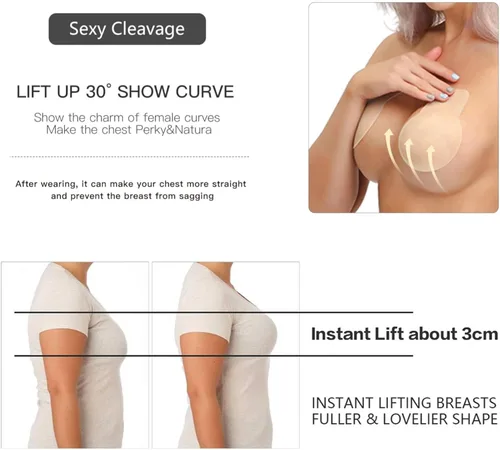 Vista 3 de Sticky Bra,Breast Lift Tape Adhesive Bra Push Up Invisible Strapless Backless Silicone Bra Reusable for Women