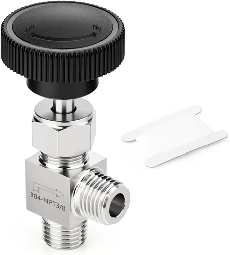 Vista 25 de TAISHER 1 pieza Válvula de aguja de 90 grados de acero inoxidable 304 1/2" NPT macho x 1/2" NPT hembra para control de flujo de agua, gas y aceite